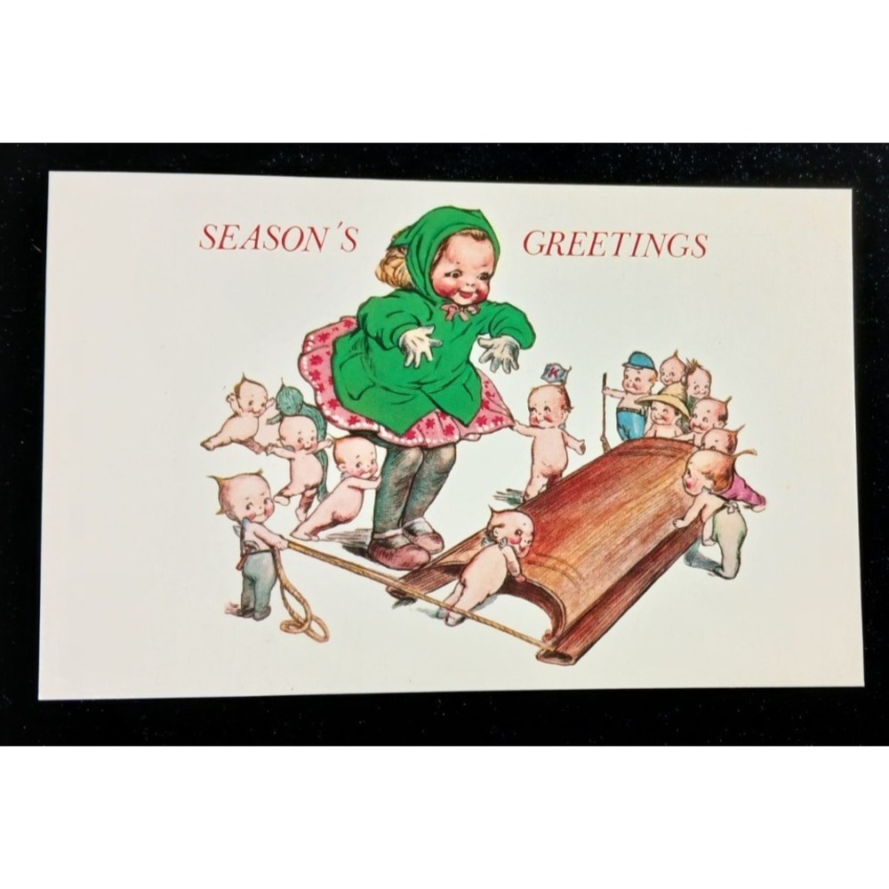 Vintage KEWPIE Pudgie SEASON'S GREETINGS POSTCARD Shackman